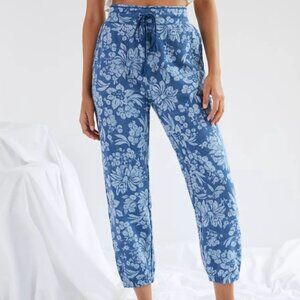 Daily Practice by Anthropologie Tasselled Joggers - Blue Floral Size Small